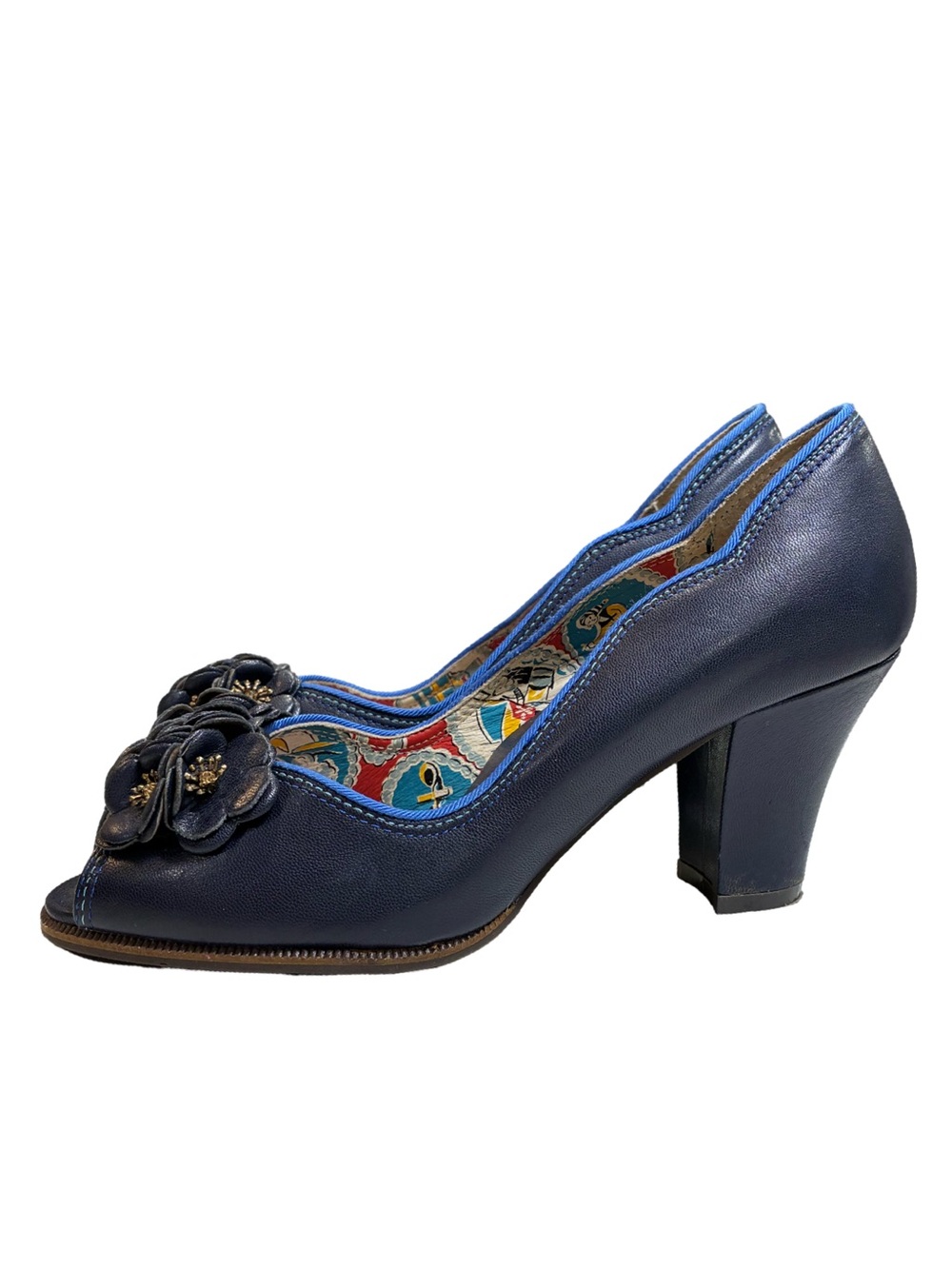 Miss L-Fire Flora Navy Floral Peep Toe Heels 2013 Collection Retro